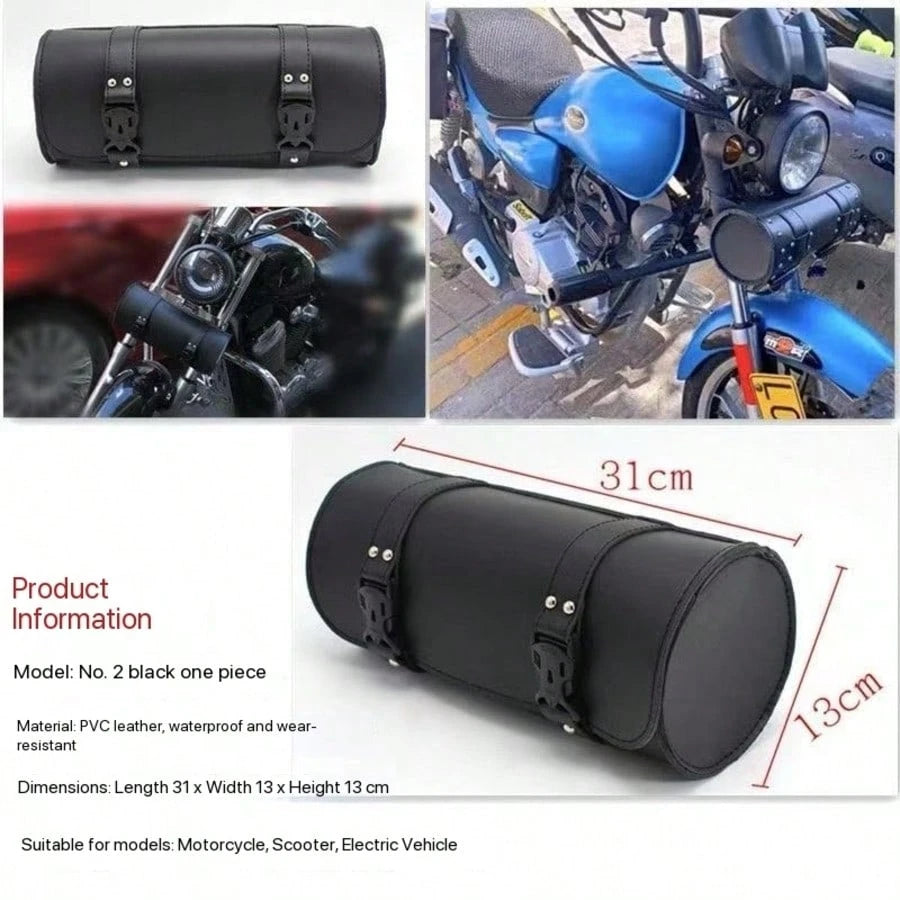 Motorcycle Tool Bag, Front Fork PU Leather Saddle Bag, Bar Handle, Motorcycle Fork Storage Bag, With 2 Reinforced Straps, Universal Bicycle Car Motorcycle Bag, Jinjila 300 Scooter Electric Vehicle Mod