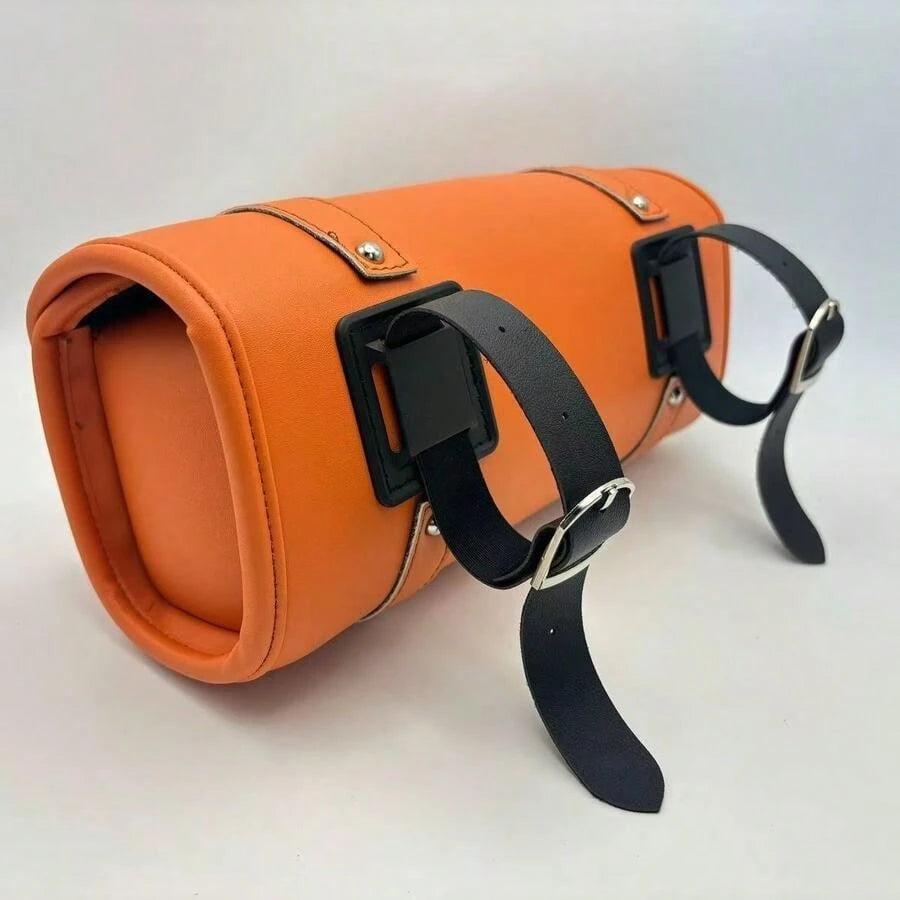 Motorcycle Tool Bag, Front Fork PU Leather Saddle Bag, Bar Handle, Motorcycle Fork Storage Bag, With 2 Reinforced Straps, Universal Bicycle Car Motorcycle Bag, Jinjila 300 Scooter Electric Vehicle Mod