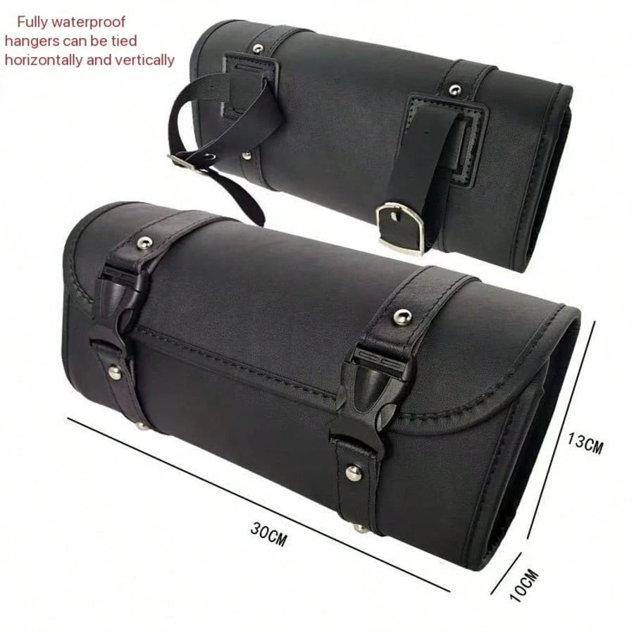 Motorcycle Tool Bag, Front Fork PU Leather Saddle Bag, Bar Handle, Motorcycle Fork Storage Bag, With 2 Reinforced Straps, Universal Bicycle Car Motorcycle Bag, Jinjila 300 Scooter Electric Vehicle Mod