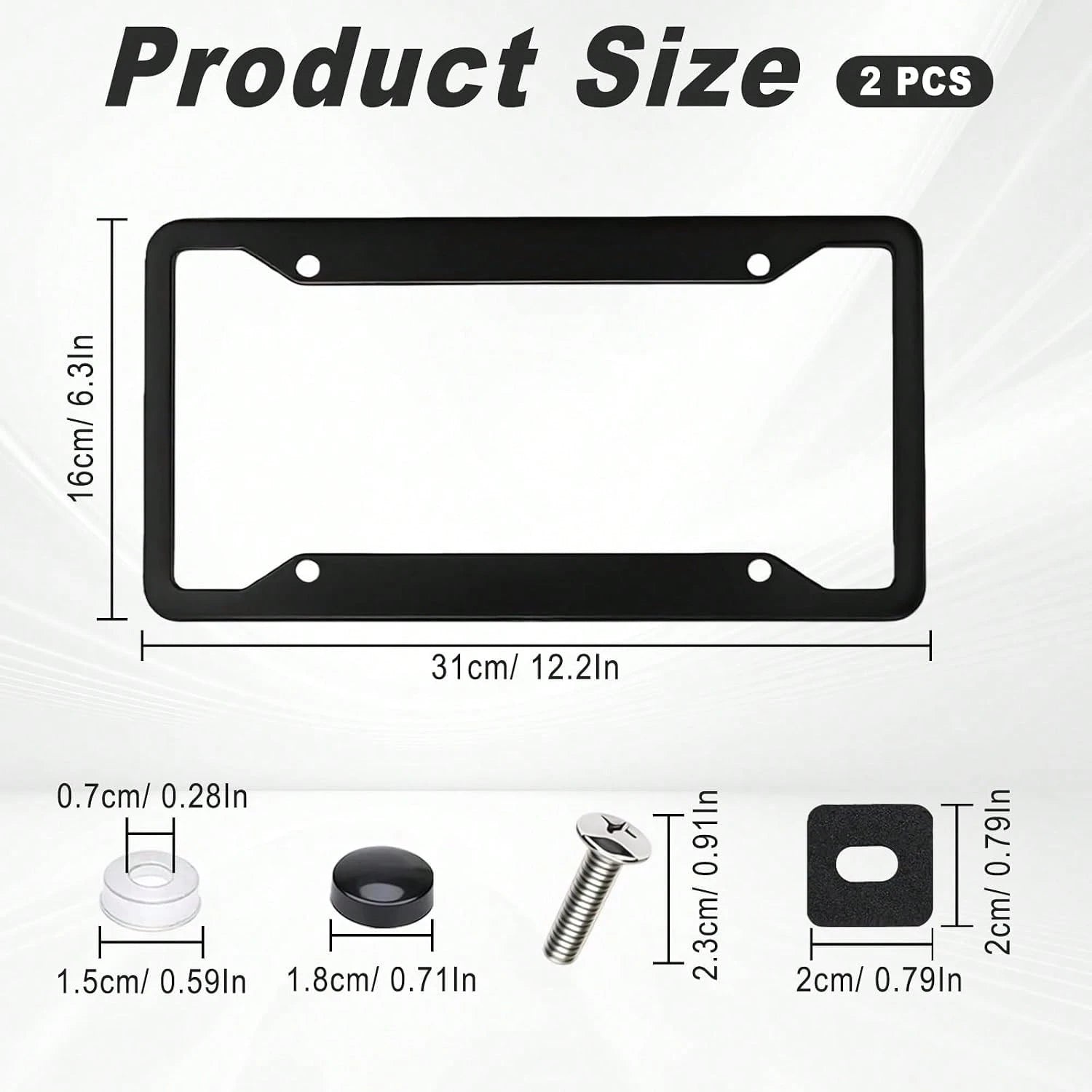 MTABCTY 2 Pack Black License Plate Frames- Heavy Duty Stainless Steel Car License Plate Frame With 4 Holes, Rattle Proof Rustproof With Mounting Screws &Amp; Caps For Front Rear Cars
