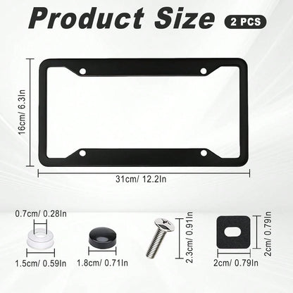 MTABCTY 2 Pack Black License Plate Frames- Heavy Duty Stainless Steel Car License Plate Frame With 4 Holes, Rattle Proof Rustproof With Mounting Screws &Amp; Caps For Front Rear Cars