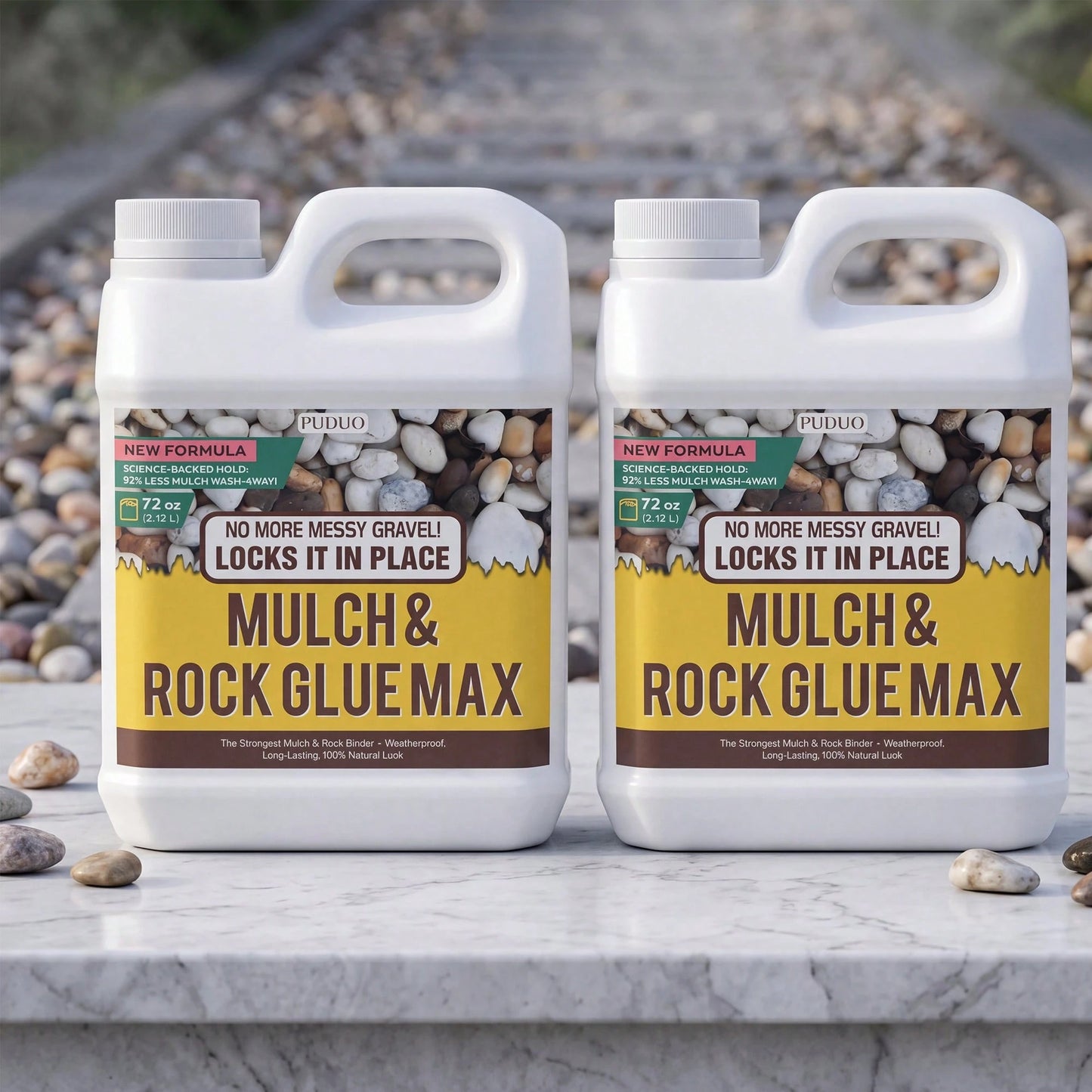 Mulch & Rock Glue Max 144oz- Premium Gravel Stabilizer Glue, 2.12L Strong Bond For Landscaping Rocks/Pebbles, Waterproof & Fast-Drying Mulch Binder, Ideal For Walkways, Patios & Decorative Landscapin