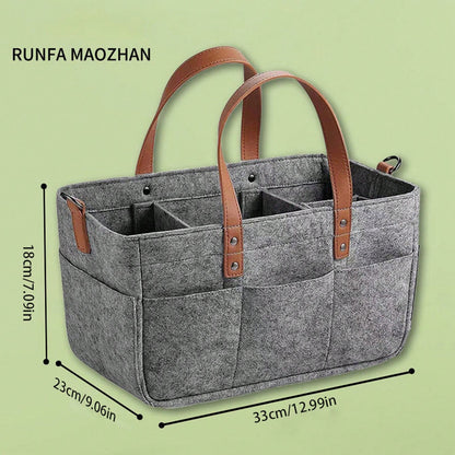 Multifunctional Felt Car Trunk Organizer Bag, Fiber Material, Durable With Handle, Dustproof And Moisture-Proof, Practical Car Accessory