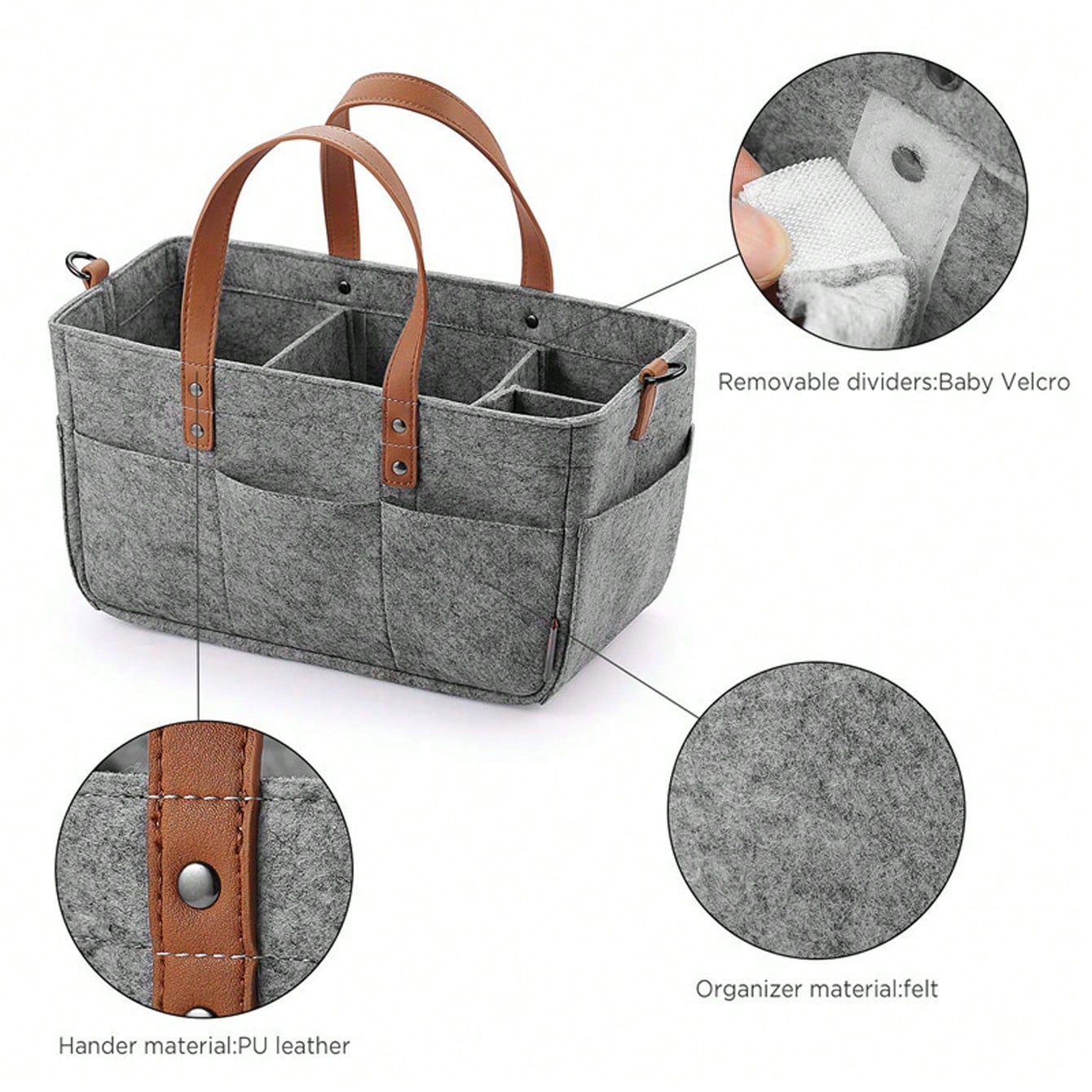 Multifunctional Felt Car Trunk Organizer Bag, Fiber Material, Durable With Handle, Dustproof And Moisture-Proof, Practical Car Accessory