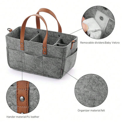 Multifunctional Felt Car Trunk Organizer Bag, Fiber Material, Durable With Handle, Dustproof And Moisture-Proof, Practical Car Accessory