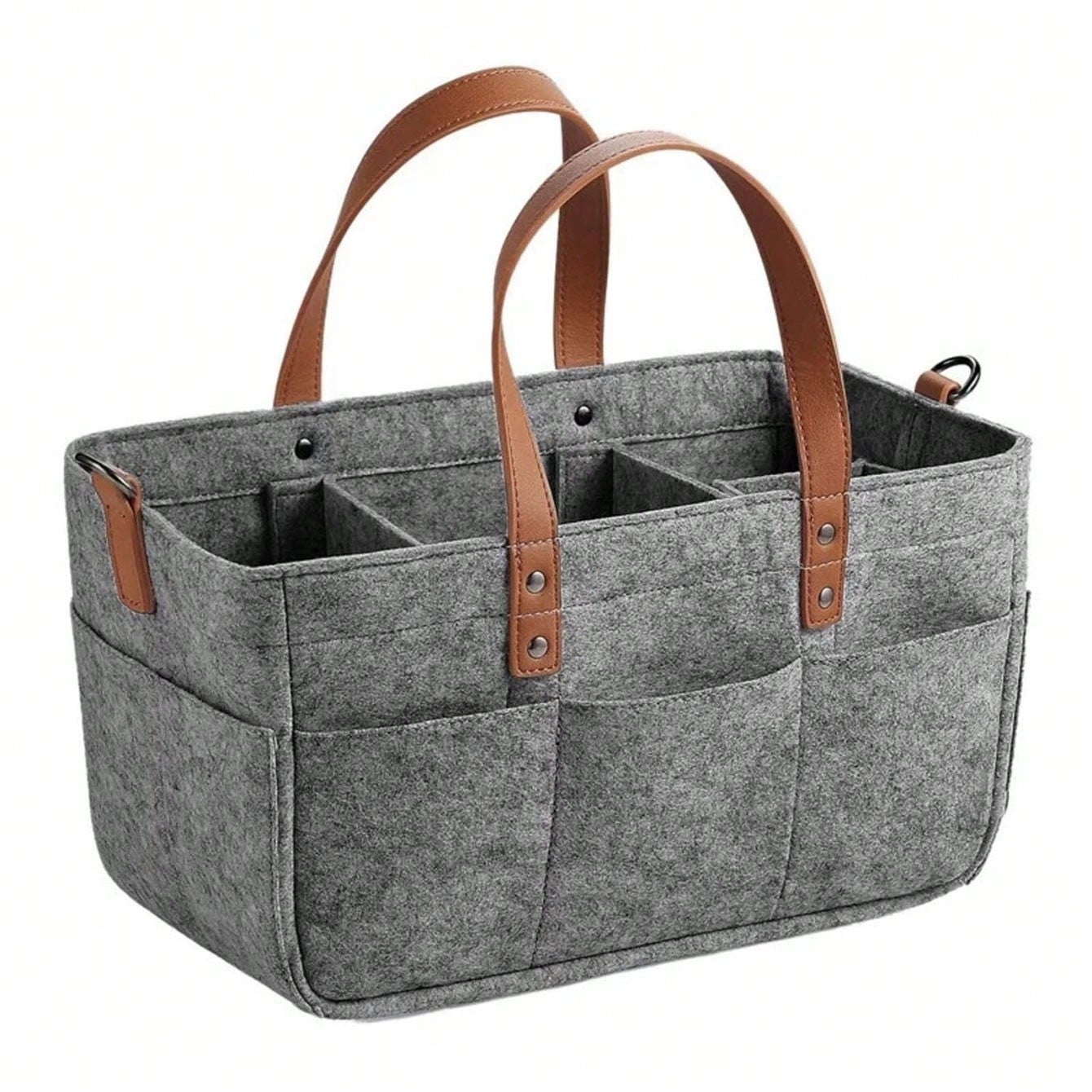 Multifunctional Felt Car Trunk Organizer Bag, Fiber Material, Durable With Handle, Dustproof And Moisture-Proof, Practical Car Accessory