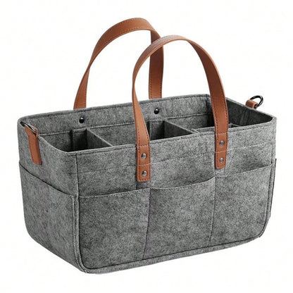 Multifunctional Felt Car Trunk Organizer Bag, Fiber Material, Durable With Handle, Dustproof And Moisture-Proof, Practical Car Accessory