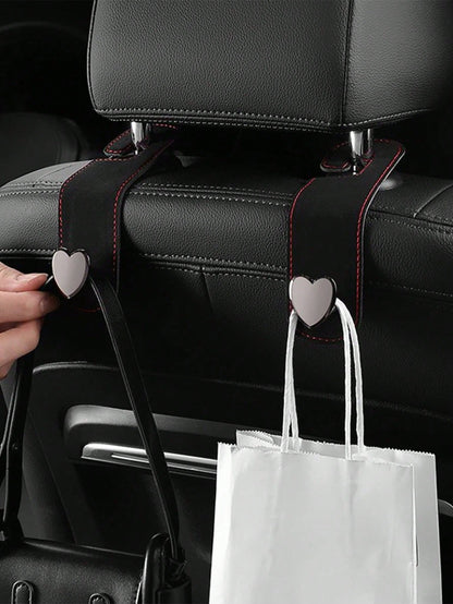 Multifunctional Heart-Shaped Metal Car Headrest Hook (1/2pcs)| Universal Back Seat Hanging Rack| Car Interior Storage Accessory| Can Hang Handbags, Shopping Bags, Umbrellas| Women's & Men's Car Se