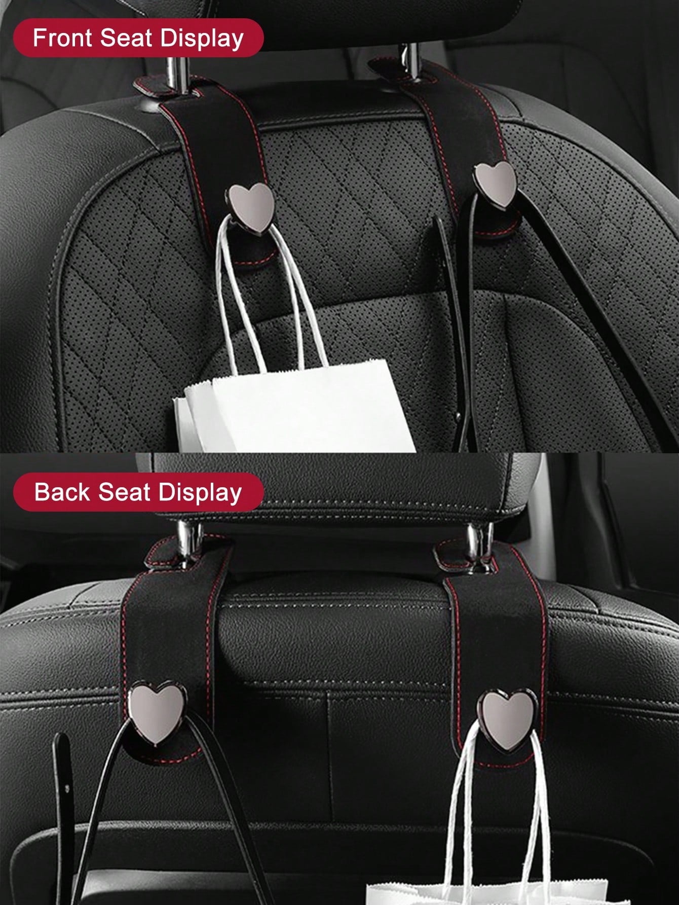 Multifunctional Heart-Shaped Metal Car Headrest Hook (1/2pcs)| Universal Back Seat Hanging Rack| Car Interior Storage Accessory| Can Hang Handbags, Shopping Bags, Umbrellas| Women's & Men's Car Se
