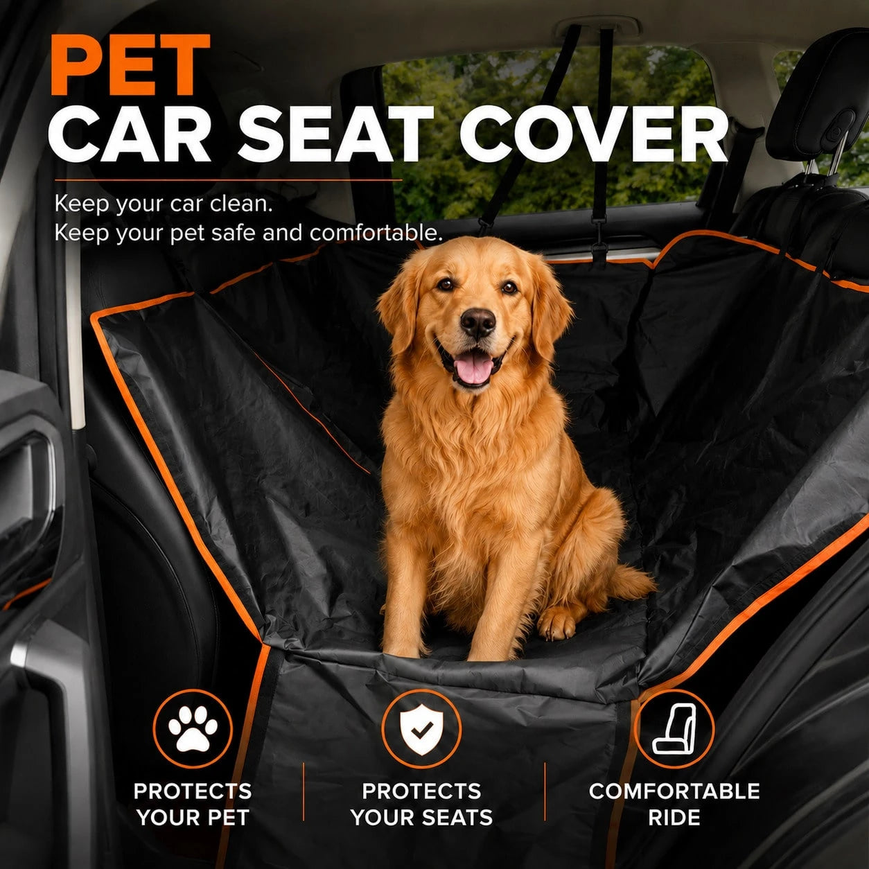 Multifunctional Portable Oxford Cloth Universal Car Rear Seat Cover, Pet Mat, Easy Installation, Adjustable, Wear-Resistant Protection For Original Seats, Car Pet Accessories, Suitable For All Seasons