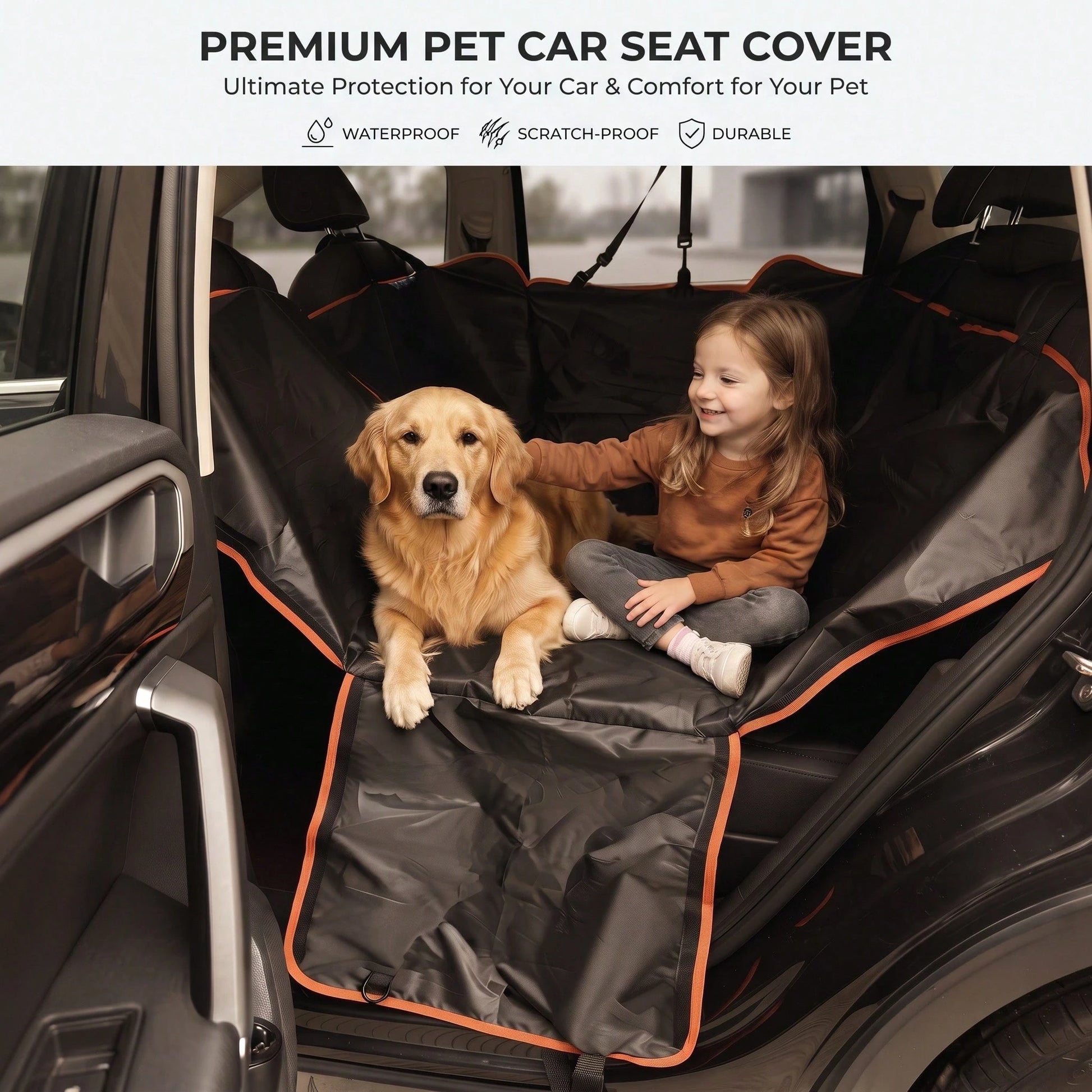 Multifunctional Portable Oxford Cloth Universal Car Rear Seat Cover, Pet Mat, Easy Installation, Adjustable, Wear-Resistant Protection For Original Seats, Car Pet Accessories, Suitable For All Seasons