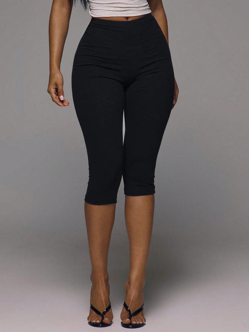 MUSERA ESSENTIALS Cotton Blended Fitted Capri Pants Leggings Spring Summer Holiday Everyday Cute Daily Basics Simple