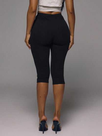 MUSERA ESSENTIALS Cotton Blended Fitted Capri Pants Leggings Spring Summer Holiday Everyday Cute Daily Basics Simple