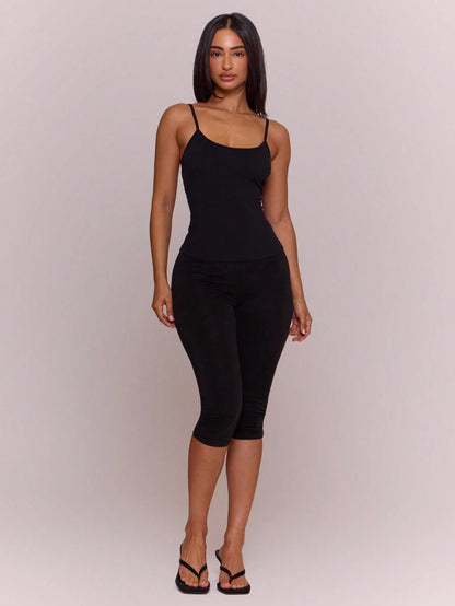 MUSERA ESSENTIALS Cotton Blended Fitted Capri Pants Leggings Spring Summer Holiday Everyday Cute Daily Basics Simple