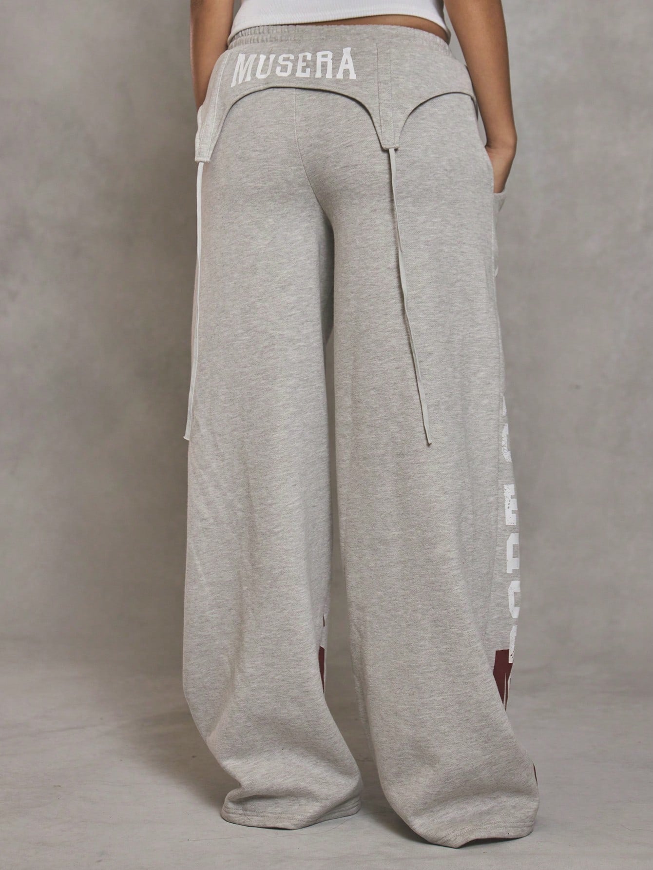 MUSERA Graphic Suspender Overlay Wide Leg Joggers Cool Girl Streetstyle Everyday Autumn Varsity 1997 Fall Casual Summer Holiday