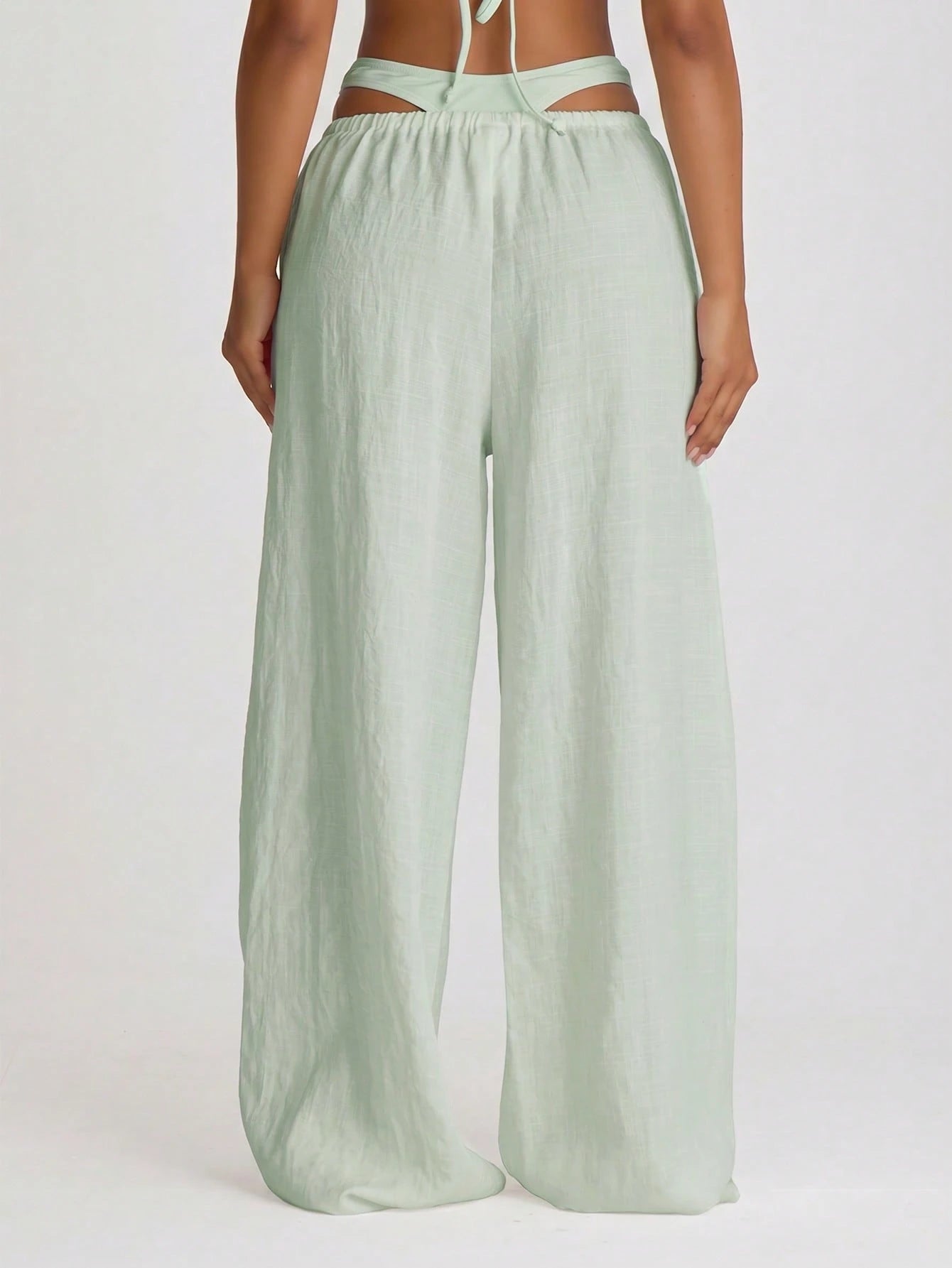 Musera Resort Drawstring Wide Leg Linen Trousers Cover Up Swim Vacation Holiday Summer Travel Beachwear Basics Hen Do Bridal Bachelorette Solid Colour Resort Core