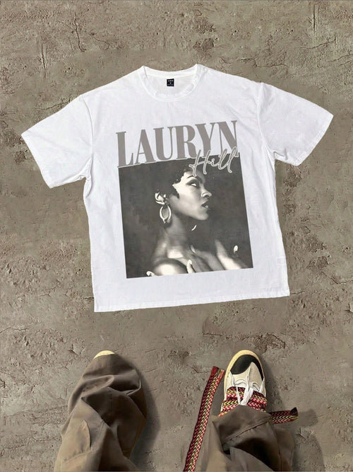 Music Lauryn Hill Themed With Artist's Name And Image Themed Graphic Casual Soft Short Sleeve Pure Cotton 220gsm T- Shirt