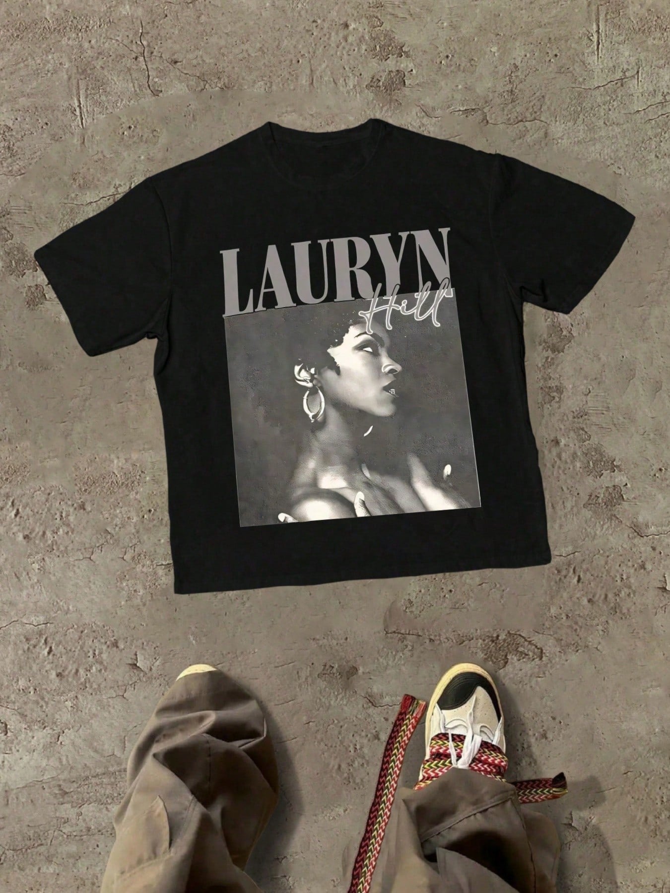 Music Lauryn Hill Themed With Artist's Name And Image Themed Graphic Casual Soft Short Sleeve Pure Cotton 220gsm T- Shirt