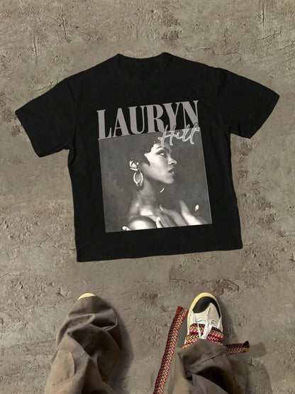 Music Lauryn Hill Themed With Artist's Name And Image Themed Graphic Casual Soft Short Sleeve Pure Cotton 220gsm T- Shirt