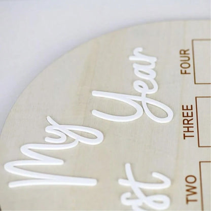 My First Year Arch Photo Frame, Natural Wooden Monthly Milestone Photo Board For Baby Birthday Party Decorations