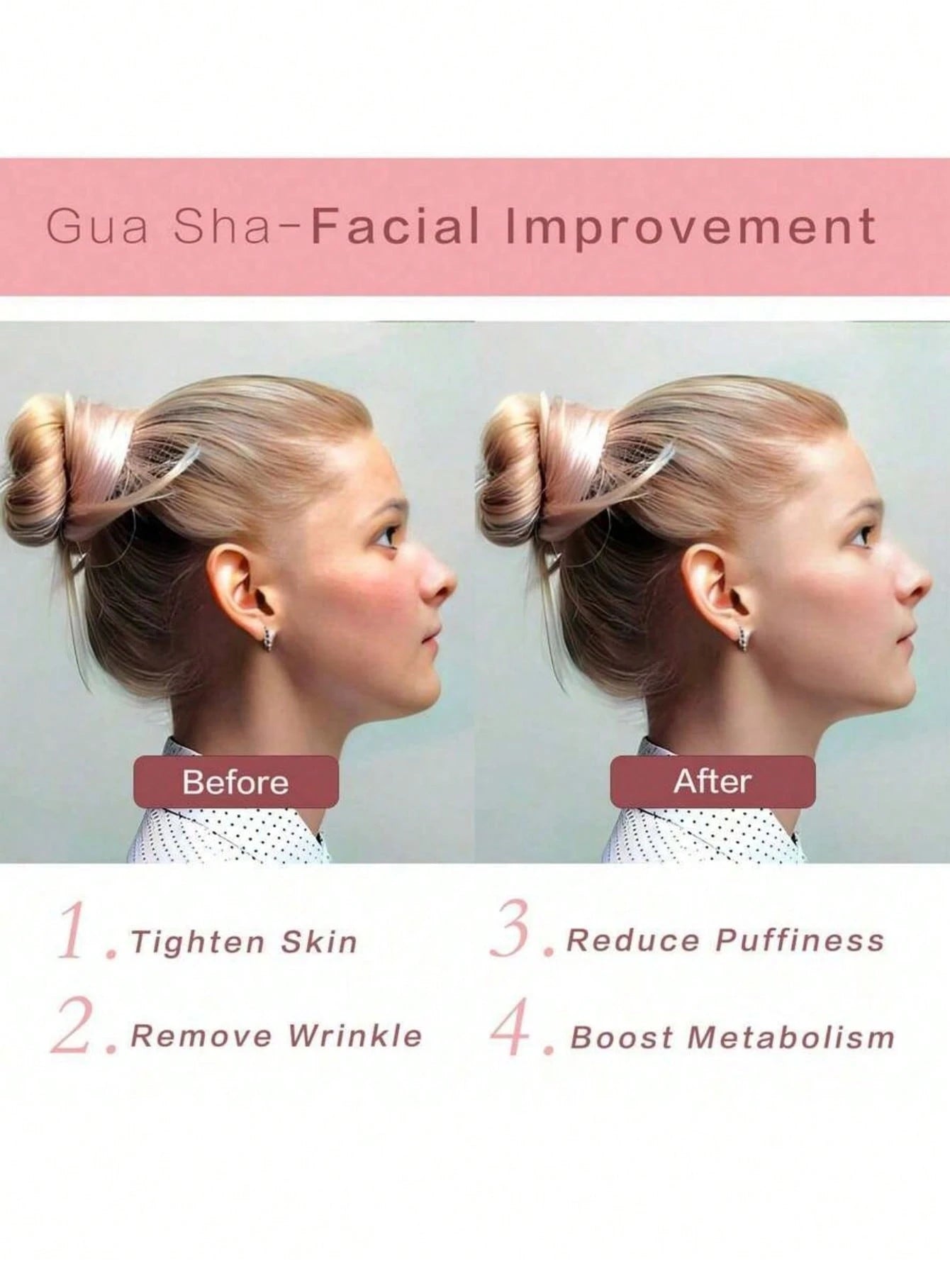 Natural Jade Gua Sha Massage Board, Rose Quartz Gua Sha Board, Jade Facial Massage Tool, Suitable For Facial, Neck, Back And Body Gua Sha Massage
