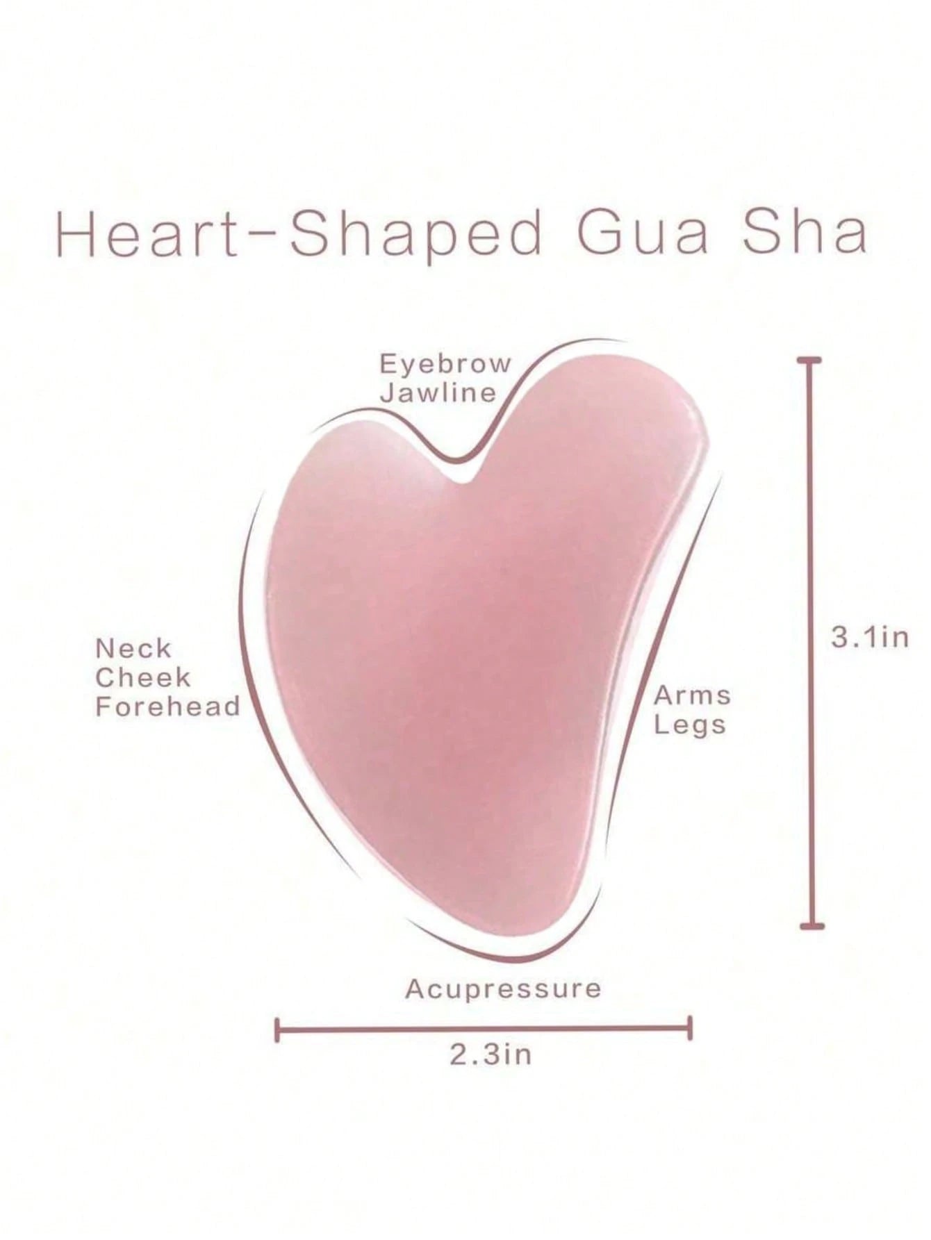 Natural Jade Gua Sha Massage Board, Rose Quartz Gua Sha Board, Jade Facial Massage Tool, Suitable For Facial, Neck, Back And Body Gua Sha Massage