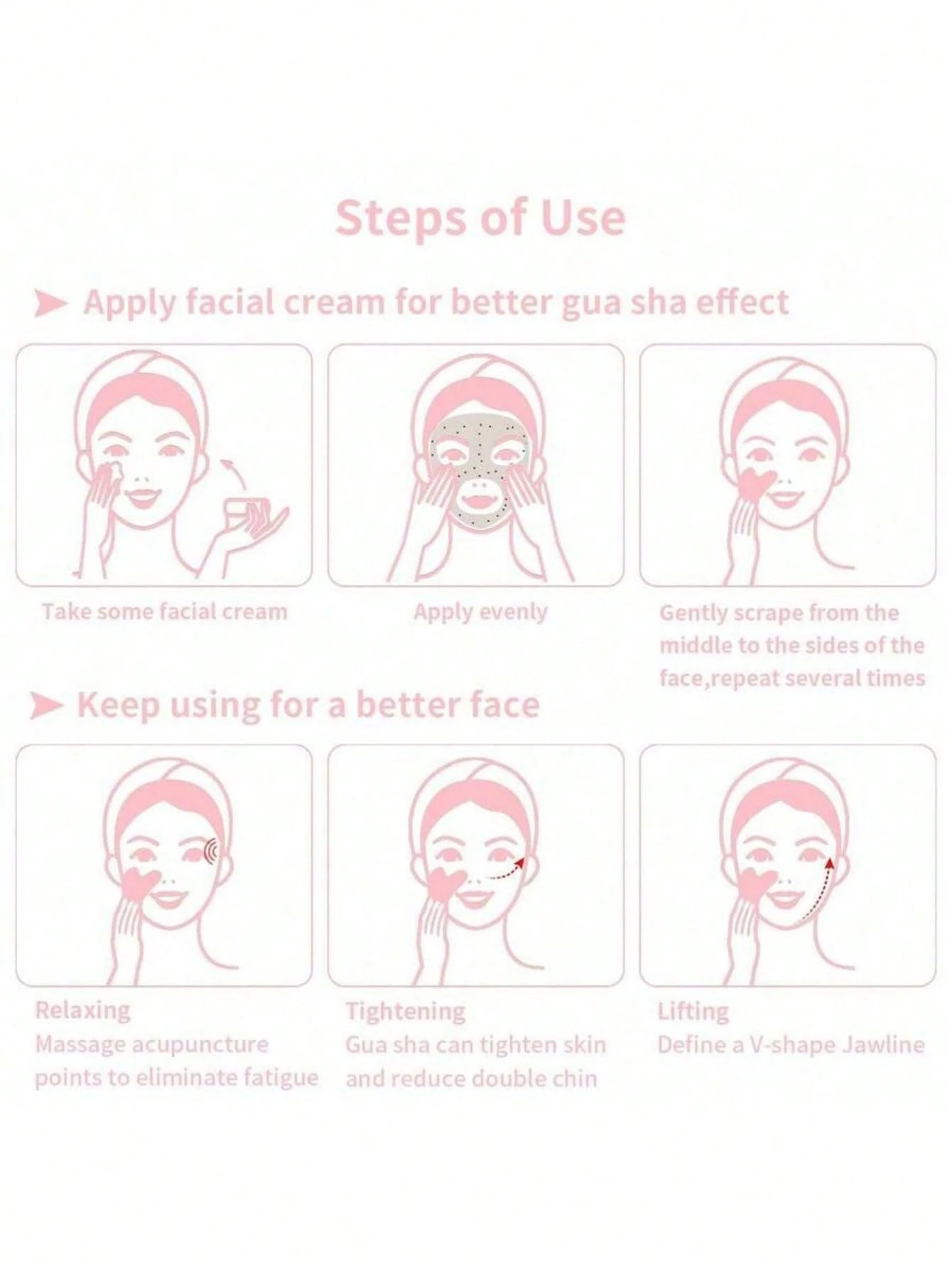 Natural Jade Gua Sha Massage Board, Rose Quartz Gua Sha Board, Jade Facial Massage Tool, Suitable For Facial, Neck, Back And Body Gua Sha Massage