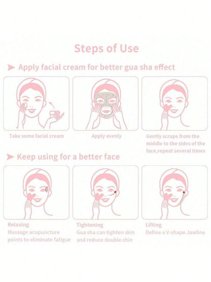 Natural Jade Gua Sha Massage Board, Rose Quartz Gua Sha Board, Jade Facial Massage Tool, Suitable For Facial, Neck, Back And Body Gua Sha Massage