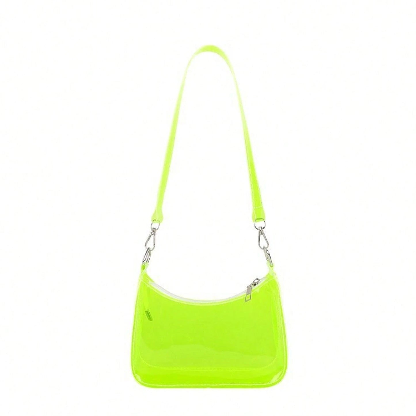 Neon Transparent PVC Baguette Underarm Bag, Detachable Adjustable Strap Y2K Shoulder Purse, Multi Bright Color Hobo Handbag Beach & Fes