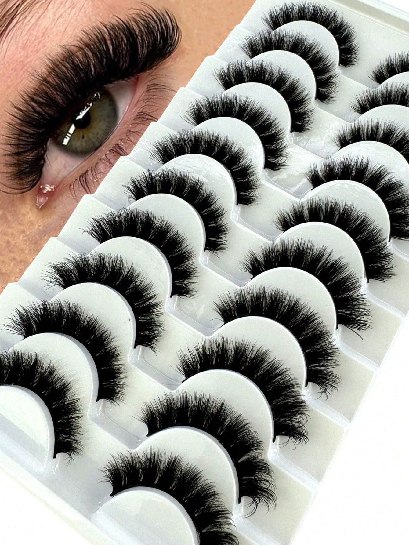 New 10 Pairs 6D Fluffy False Eyelashes, Soft And Fluffy, Handmade, Reusable, Short Natural Style, Dense 3D Faux Mink Eyelashes, 3D Cilioss False Eyelashes