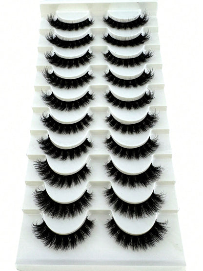 New 10 Pairs 6D Fluffy False Eyelashes, Soft And Fluffy, Handmade, Reusable, Short Natural Style, Dense 3D Faux Mink Eyelashes, 3D Cilioss False Eyelashes
