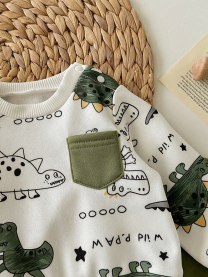 New Born Baby Cartoon Bear Print Long Sleeve Sweatshirt And Pants Casual Cute Kawaii Set Family Matching Navy And White Navy Blue Autumn