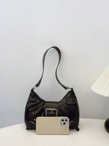 New Fashion Decorative Handheld & Shoulder Baguette Bag, Suitable For Parties, Outings, Vacations, Shopping And Daily Use, Can Store Coins, Phones, Also Suitable As A Work Bag For White-Collar, Colleg