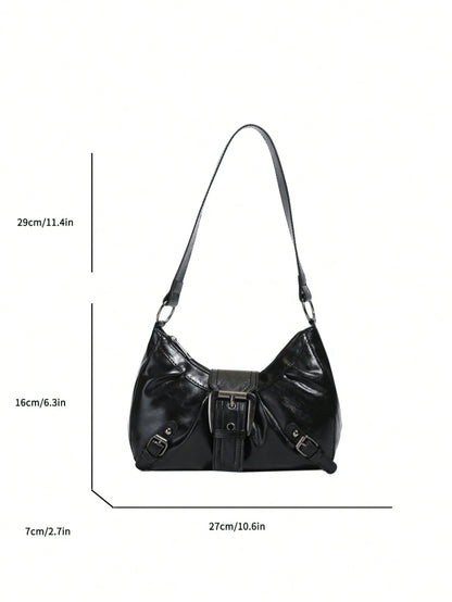 New Fashion Decorative Handheld & Shoulder Baguette Bag, Suitable For Parties, Outings, Vacations, Shopping And Daily Use, Can Store Coins, Phones, Also Suitable As A Work Bag For White-Collar, Colleg