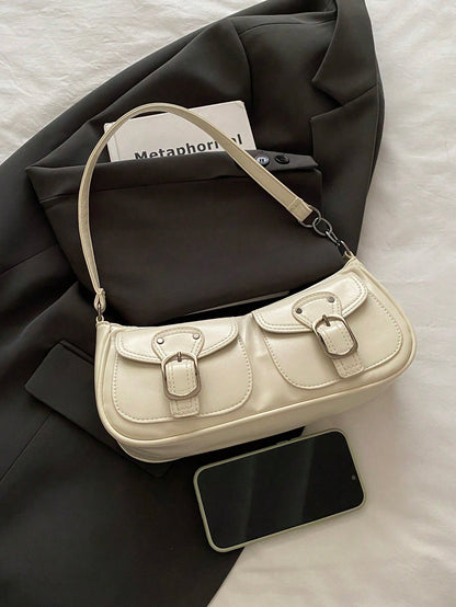 New Fashion Decorative Handheld & Shoulder Baguette Bag, Suitable For Parties, Outings, Vacations, Shopping And Daily Use, Can Store Coins, Phones, Also Suitable As A Work Bag For White-Collar, Colleg