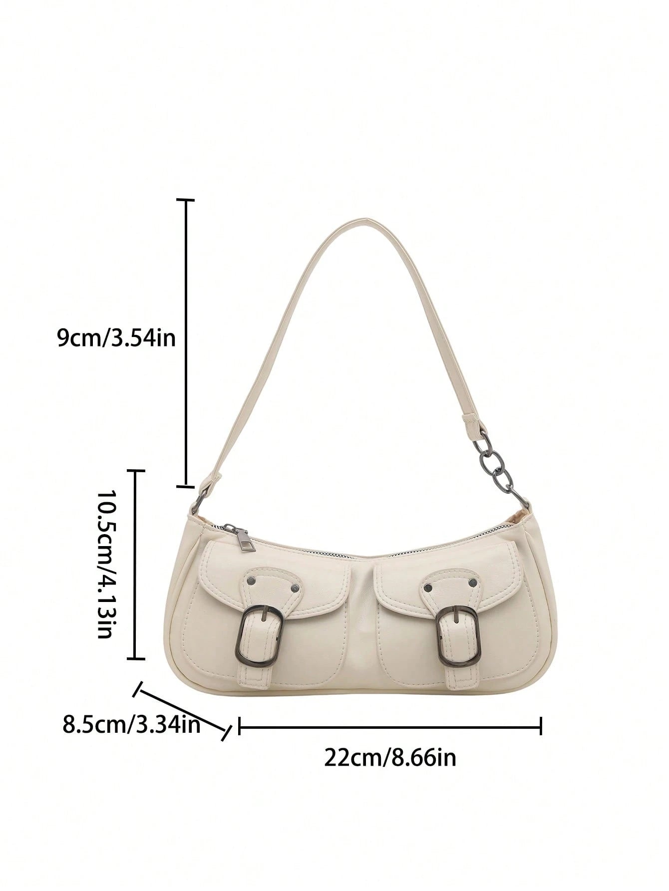 New Fashion Double Pocket Decor Tote Shoulder Bag, Suitable For Parties, Outings, Vacations, Shopping And Daily Use, Can Hold Coins, Phones, Also Suitable As Work Bag For Office Ladies, College Studen