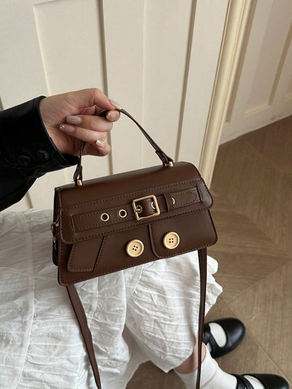 New Fashion Metal Decor Handbag Shoulder Bag, Suitable For Parties, Gatherings, Outings, Vacations, Shopping And Daily Use, Can Store Coins, Phones, Also Can Be Used As Work Bag For White-Collar, Coll