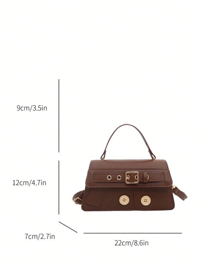 New Fashion Metal Decor Handbag Shoulder Bag, Suitable For Parties, Gatherings, Outings, Vacations, Shopping And Daily Use, Can Store Coins, Phones, Also Can Be Used As Work Bag For White-Collar, Coll