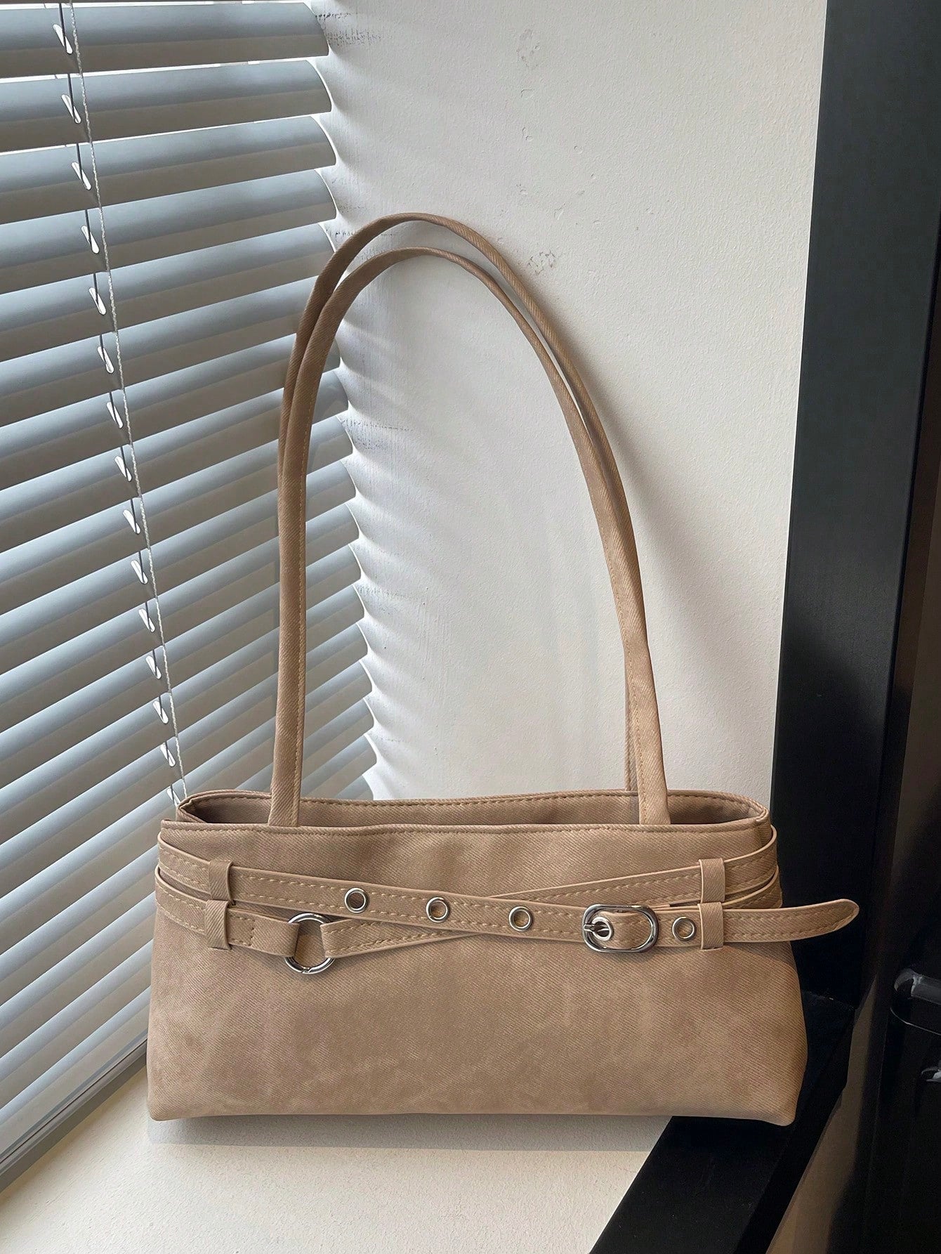 New Fashion Solid Color Practical Underarm Shoulder Bag, Classic Multi-Purpose Metal Buckle Decor Women's Handbag, Suitable For Shopping, Wallet, Young Ladies, College Students, Newlyweds And Office W