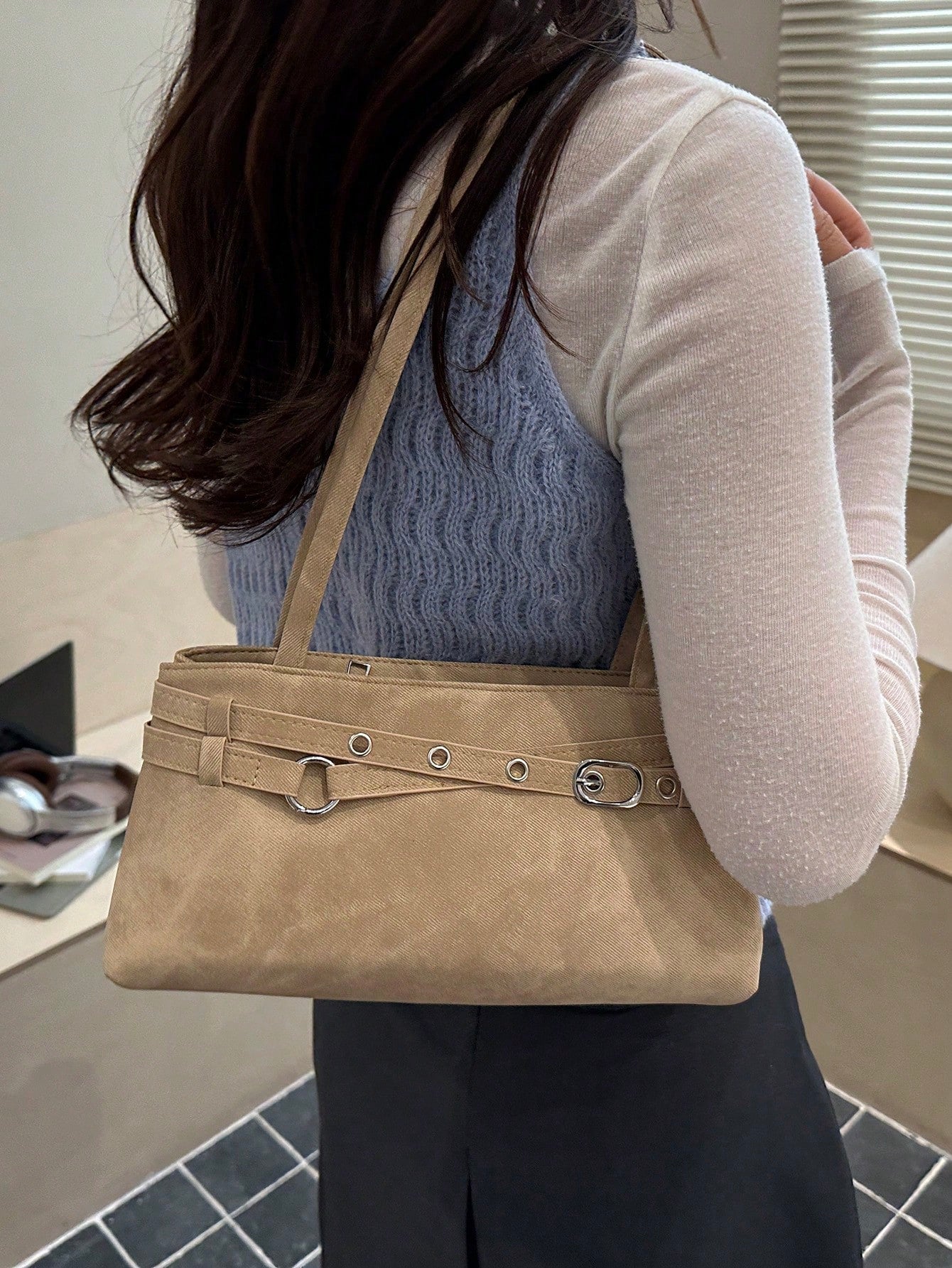 New Fashion Solid Color Practical Underarm Shoulder Bag, Classic Multi-Purpose Metal Buckle Decor Women's Handbag, Suitable For Shopping, Wallet, Young Ladies, College Students, Newlyweds And Office W
