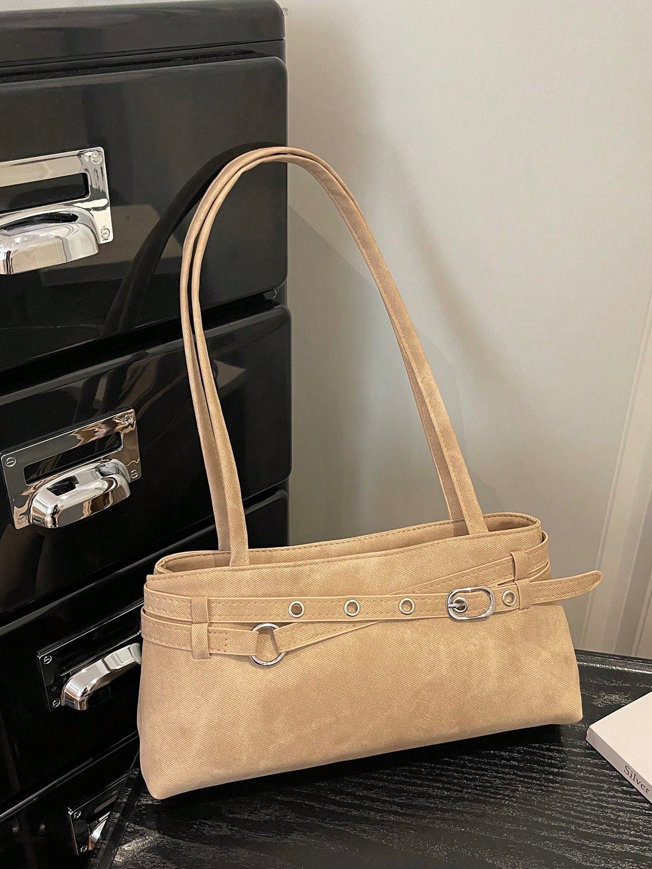 New Fashion Solid Color Practical Underarm Shoulder Bag, Classic Multi-Purpose Metal Buckle Decor Women's Handbag, Suitable For Shopping, Wallet, Young Ladies, College Students, Newlyweds And Office W
