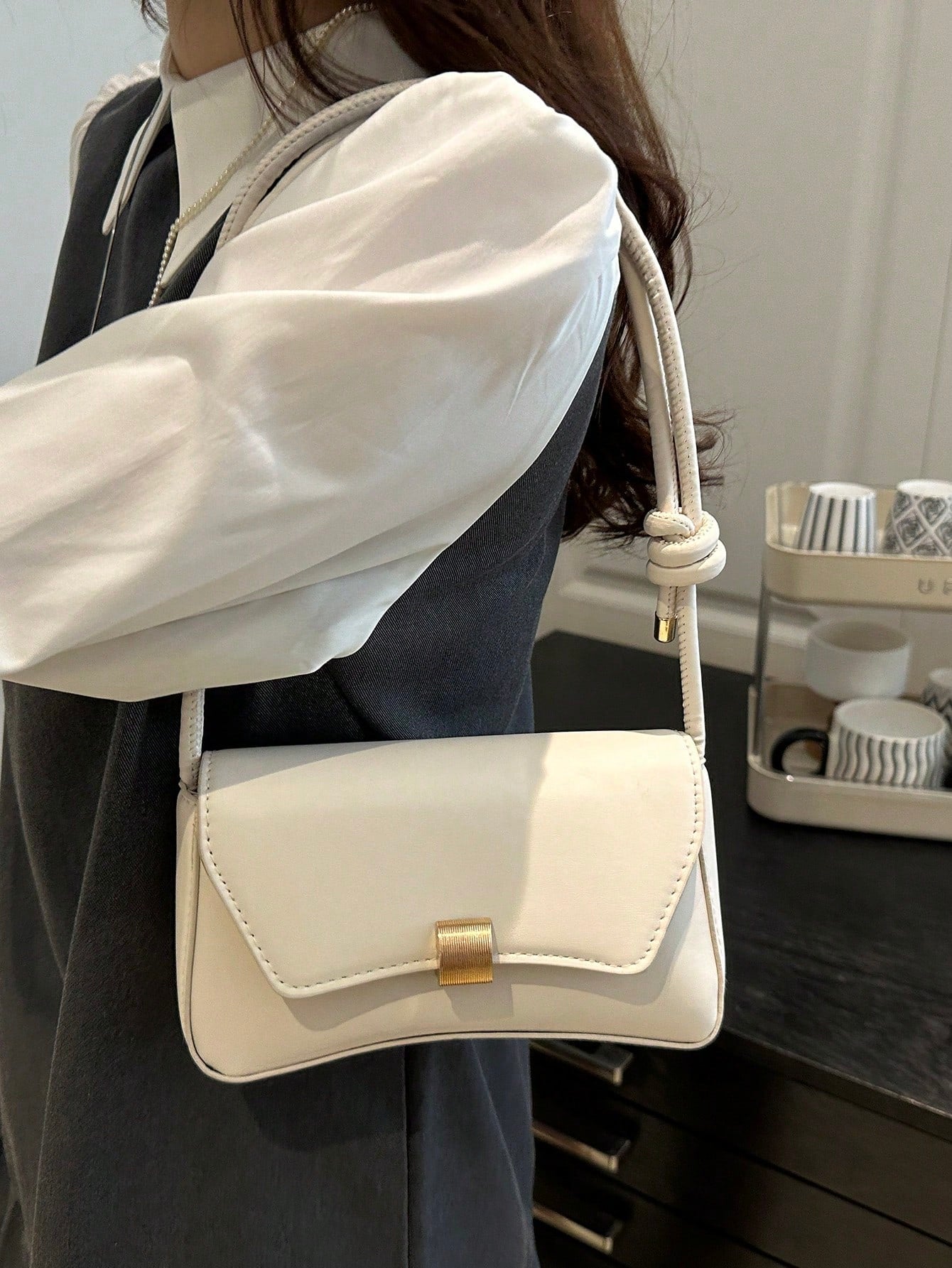 New Fashionable Casual Metal Hardware Popular Coin Purse Women's Bag, Solid Color PU Leather
