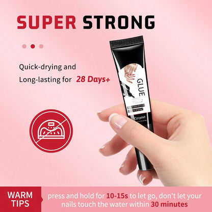 New Quick Dry Upgraded Version 10g Semi-Solid Nail Glue With 10g Remover, Press On Nail Tips, No UV Lamp Required, Long Lasting False Acrylic Nail Kit Glue Gel