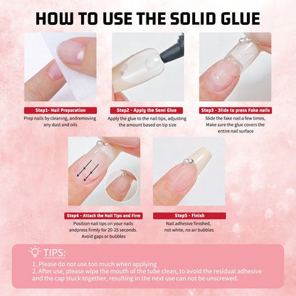 New Quick Dry Upgraded Version 10g Semi-Solid Nail Glue With 10g Remover, Press On Nail Tips, No UV Lamp Required, Long Lasting False Acrylic Nail Kit Glue Gel