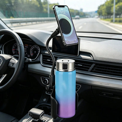 New Soft Rubber Cup Base Magnetic Phone Holder, Magnetic Mount Car Cup Holder, 360° Rotating Telescopic Adjustable Arm, Durable ABS Material, Suitable For Most Car Models, Car Accessories, Car Phone H