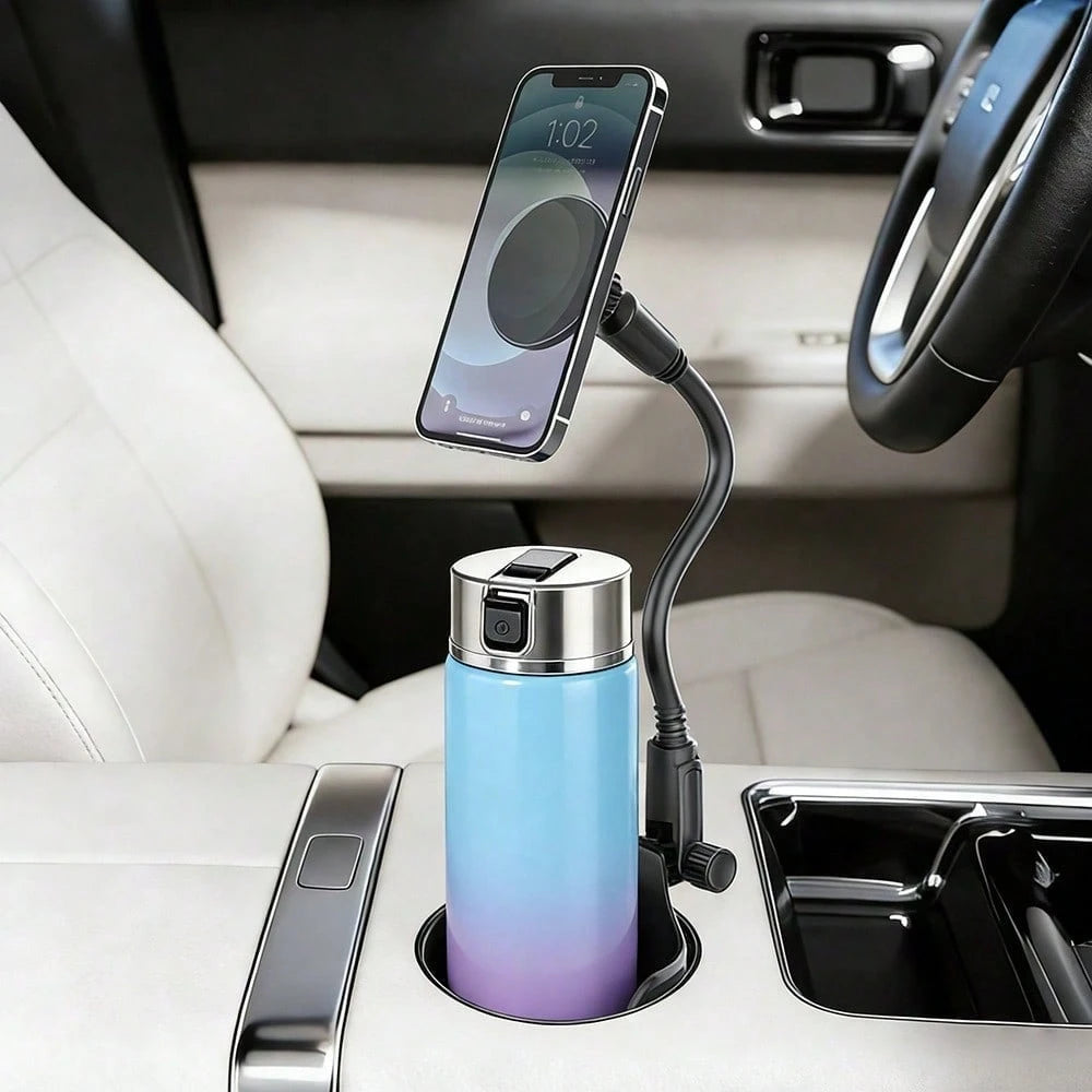 New Soft Rubber Cup Base Magnetic Phone Holder, Magnetic Mount Car Cup Holder, 360° Rotating Telescopic Adjustable Arm, Durable ABS Material, Suitable For Most Car Models, Car Accessories, Car Phone H