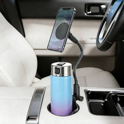 New Soft Rubber Cup Base Magnetic Phone Holder, Magnetic Mount Car Cup Holder, 360° Rotating Telescopic Adjustable Arm, Durable ABS Material, Suitable For Most Car Models, Car Accessories, Car Phone H