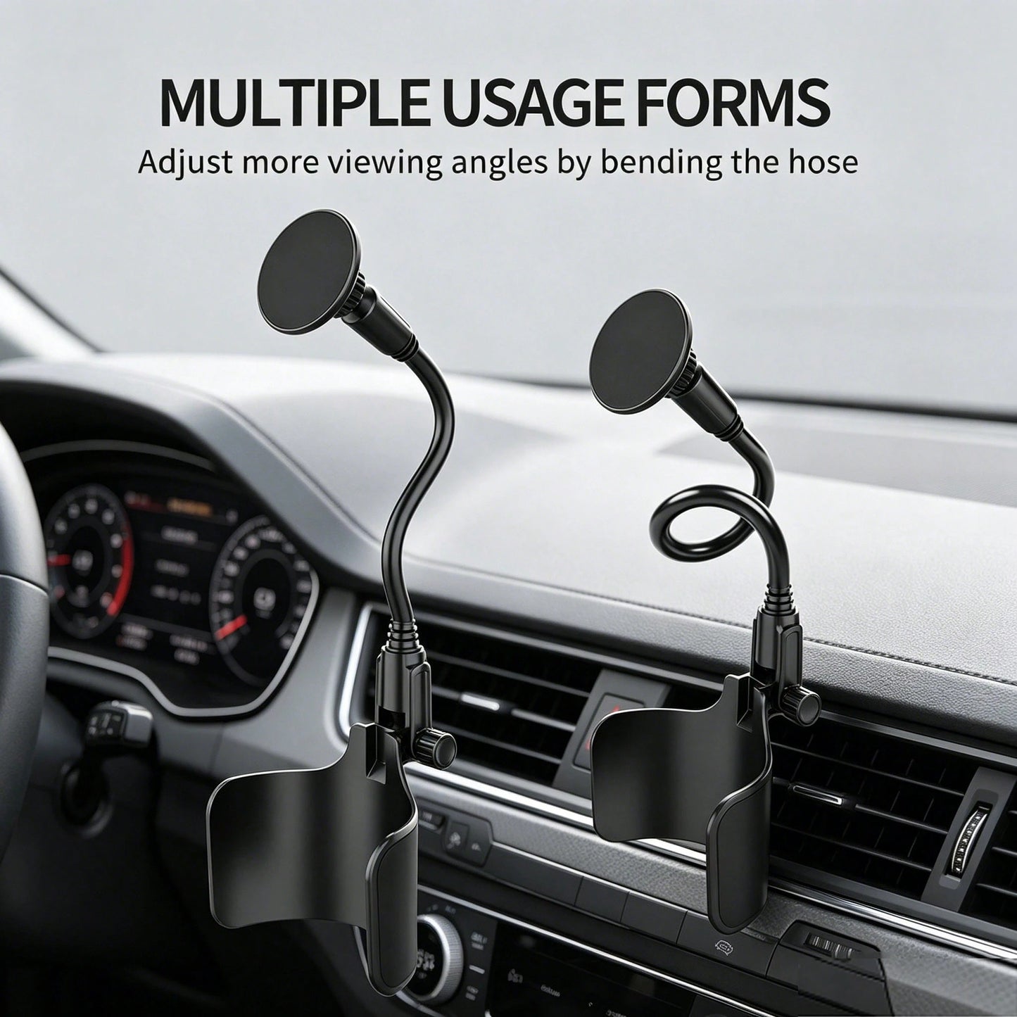 New Soft Rubber Cup Base Magnetic Phone Holder, Magnetic Mount Car Cup Holder, 360° Rotating Telescopic Adjustable Arm, Durable ABS Material, Suitable For Most Car Models, Car Accessories, Car Phone H