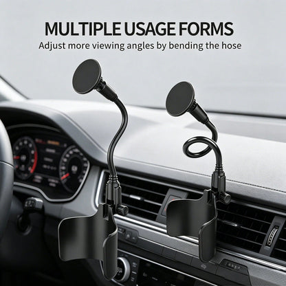 New Soft Rubber Cup Base Magnetic Phone Holder, Magnetic Mount Car Cup Holder, 360° Rotating Telescopic Adjustable Arm, Durable ABS Material, Suitable For Most Car Models, Car Accessories, Car Phone H