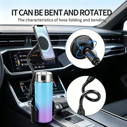 New Soft Rubber Cup Base Magnetic Phone Holder, Magnetic Mount Car Cup Holder, 360° Rotating Telescopic Adjustable Arm, Durable ABS Material, Suitable For Most Car Models, Car Accessories, Car Phone H